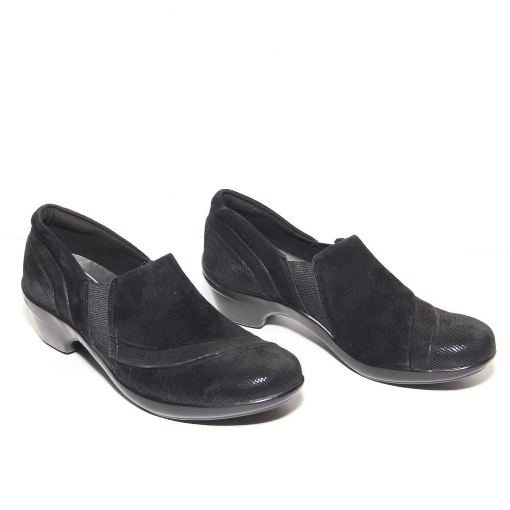 Aravon Kitt Twin Gore Black Suede Pull-on Booties Shoes Size 7 Leather